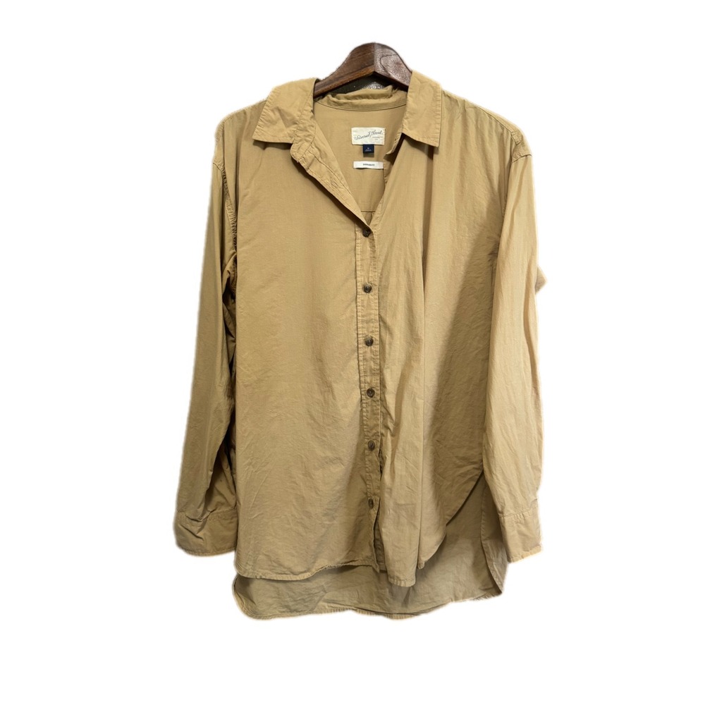 Universal Thread Button Down Shirt Womens Medium Tan Excellent Oversized Cotton